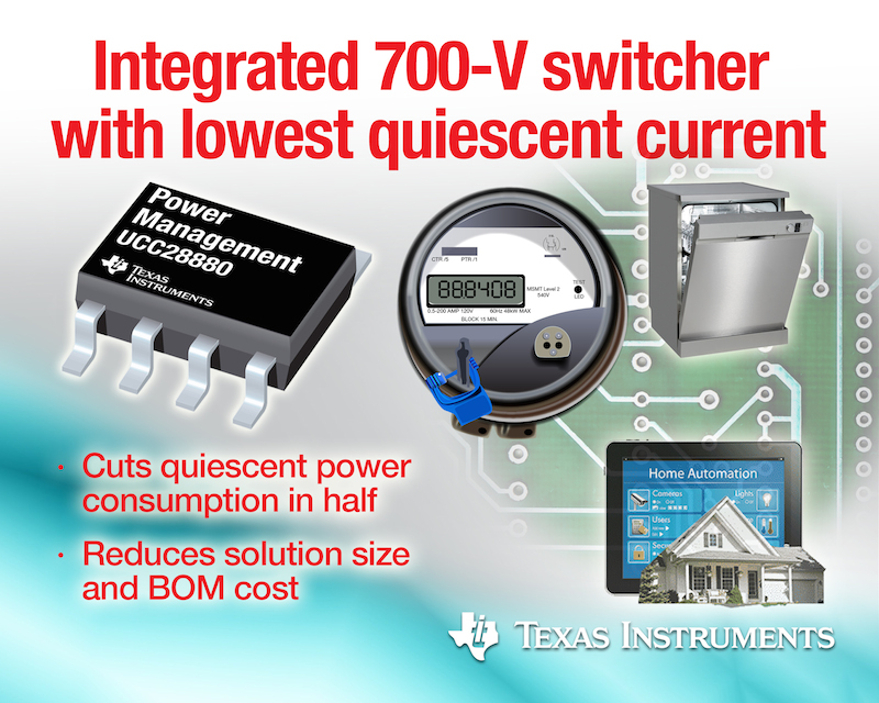 TI's high-voltage switcher offers energy savings to smart meters and home automation designs